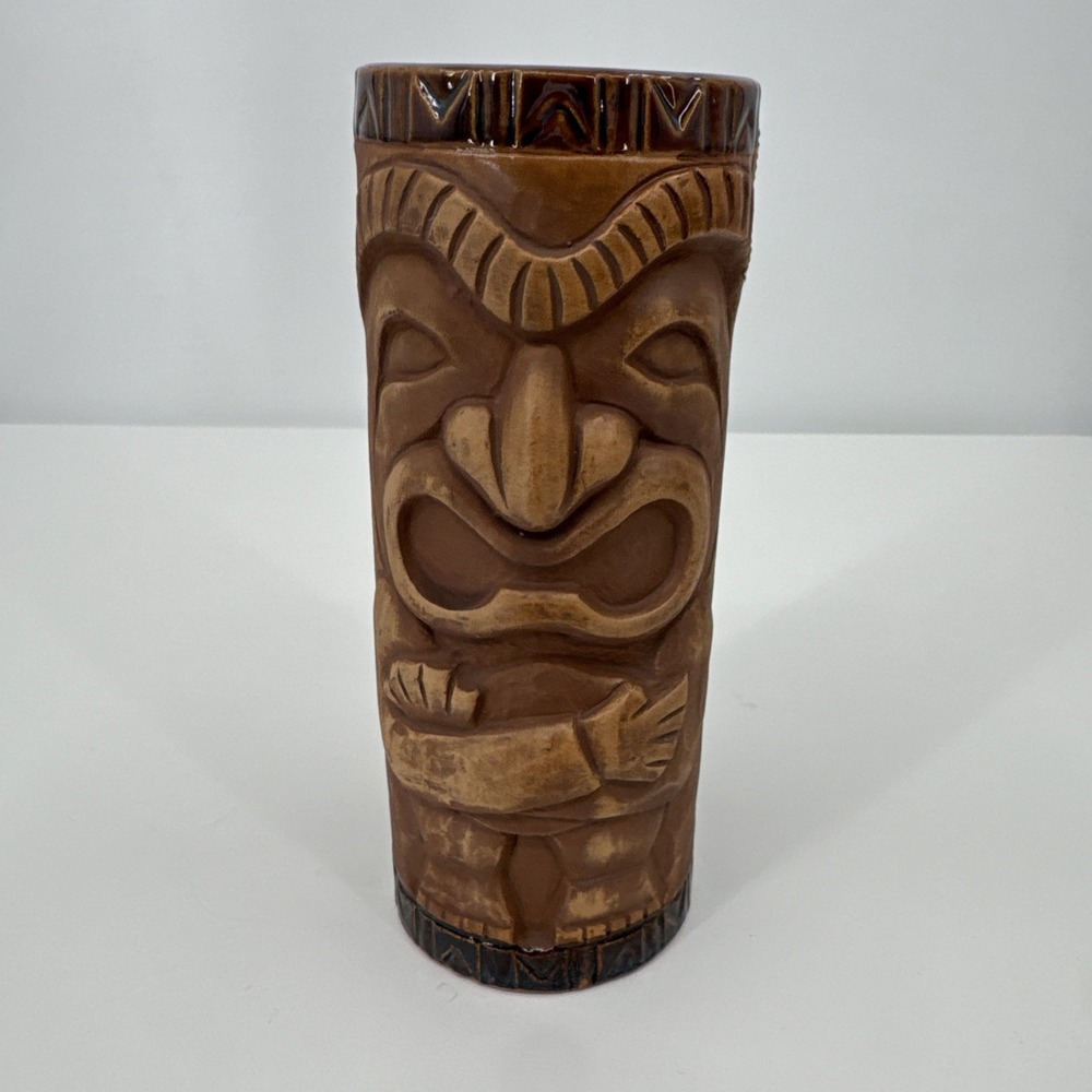 Vintage Tiki Tumbler Otagiri Luau Hut Crossed Arms Pottery MCM Decor